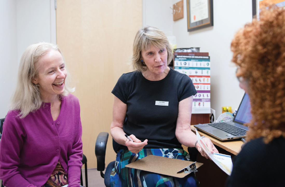 Pharmacist Susan Troesch (centre) and Dr. Lise Loubert (left)