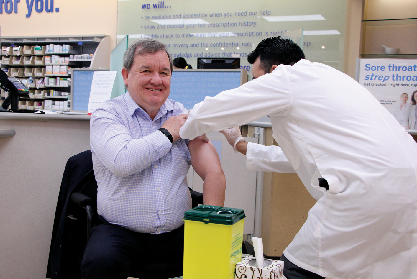 Invite local politicians to get a flu shot at your clinic. Last year, MLA Shane Simpson dropped in for his flu shot  with Anoop Khurana.