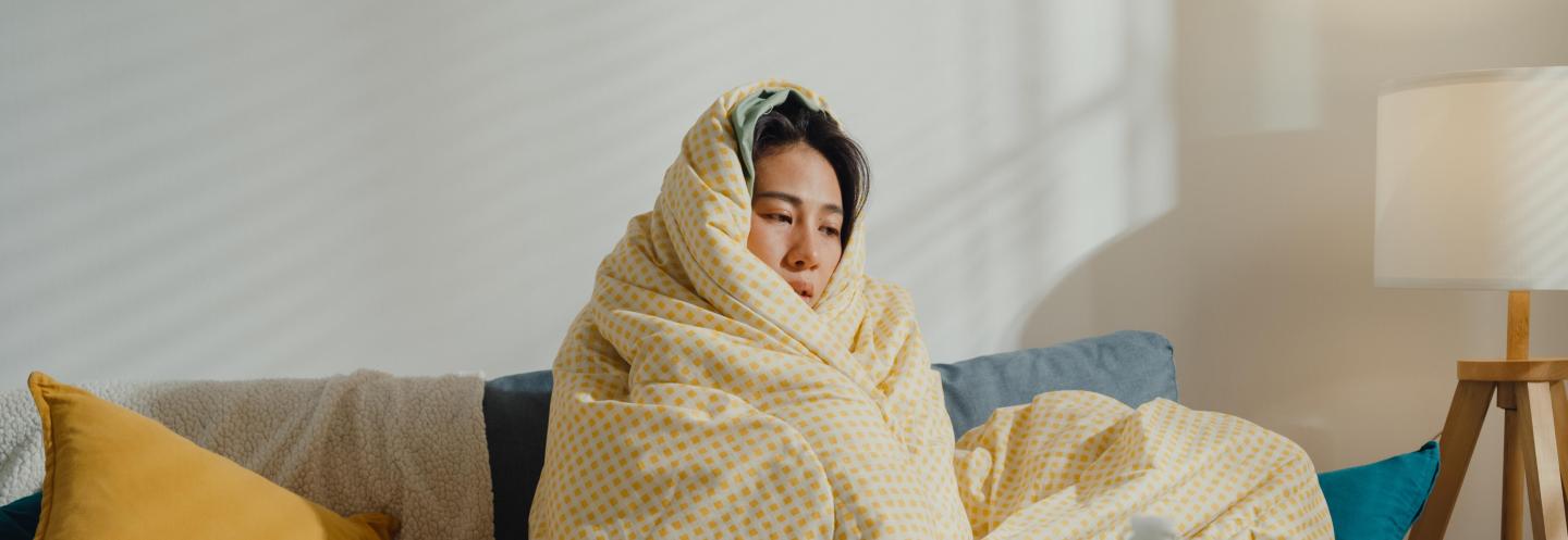 Sick person on the couch