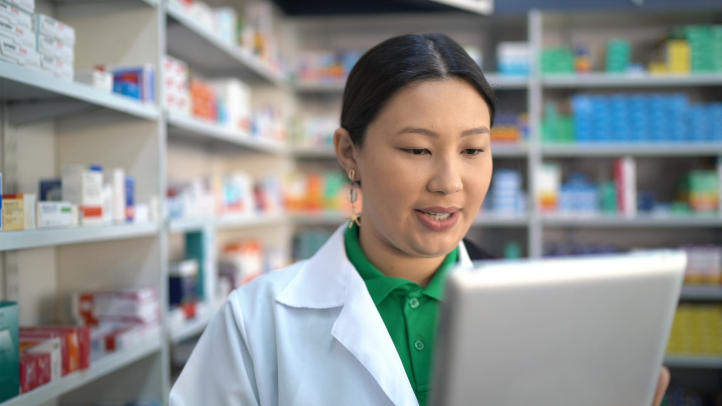 Pharmacist on an mobile tablet